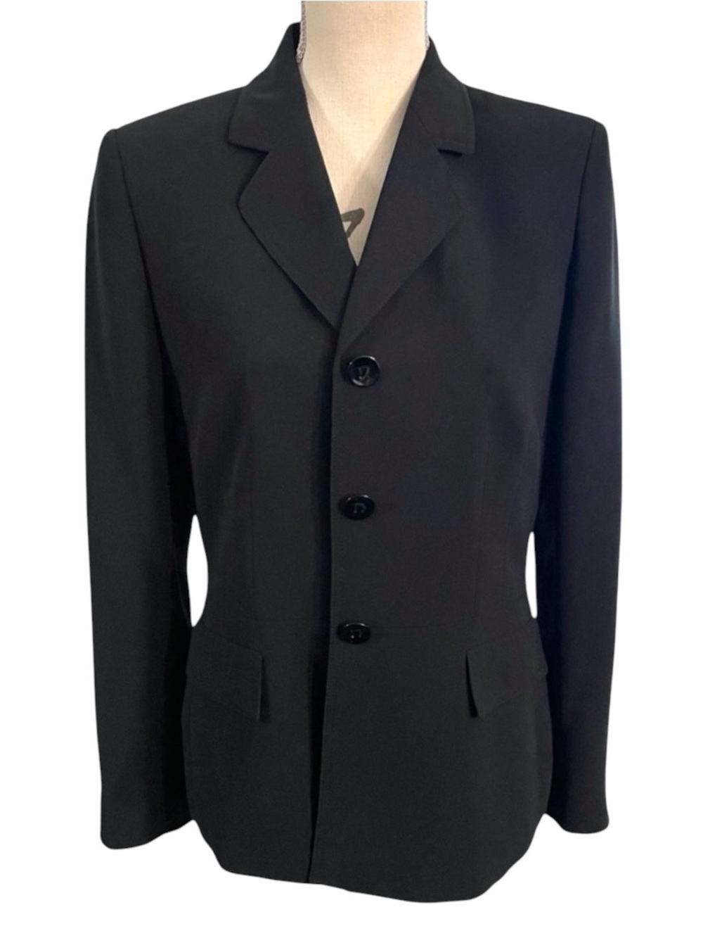 Evan Picone Black 3 Button Flap Pocket Blazer Jacket (8)